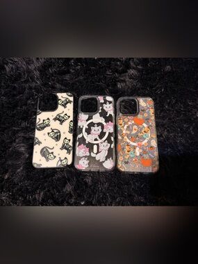 Disney Clear iPhone 13 pro max Case Trio with Black, Pink & Orange Cat Designs